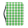 Green And White Gingham Pattern Print Leather Bible Cover
