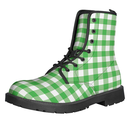 Green And White Gingham Pattern Print Backpack