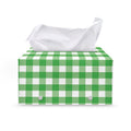 Green And White Gingham Pattern Print Leather Tissue Box Cover