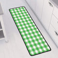 Green And White Gingham Pattern Print Long Kitchen Mat