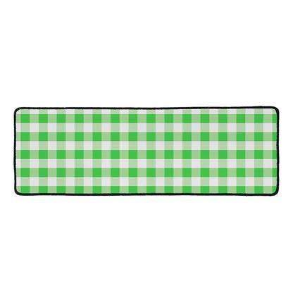 Green And White Gingham Pattern Print Long Kitchen Mat