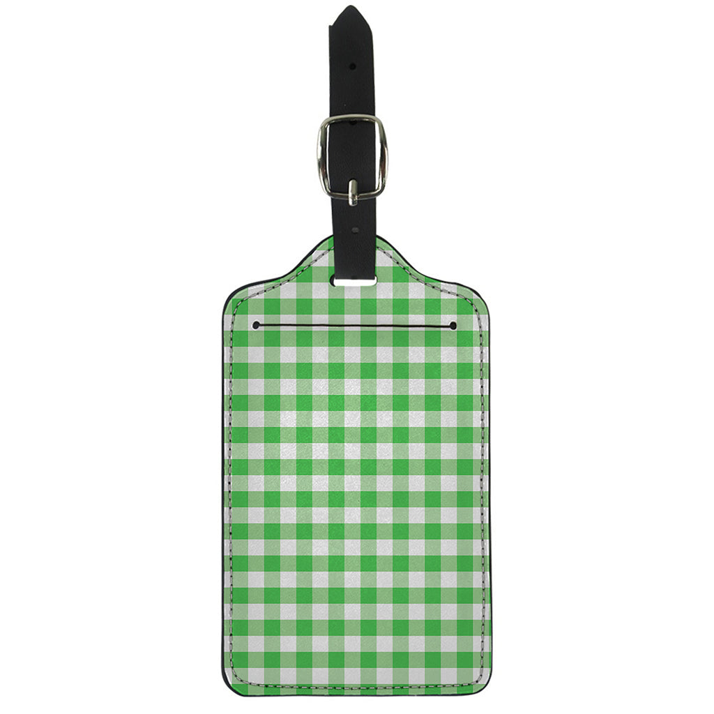 Green And White Gingham Pattern Print Luggage Tag