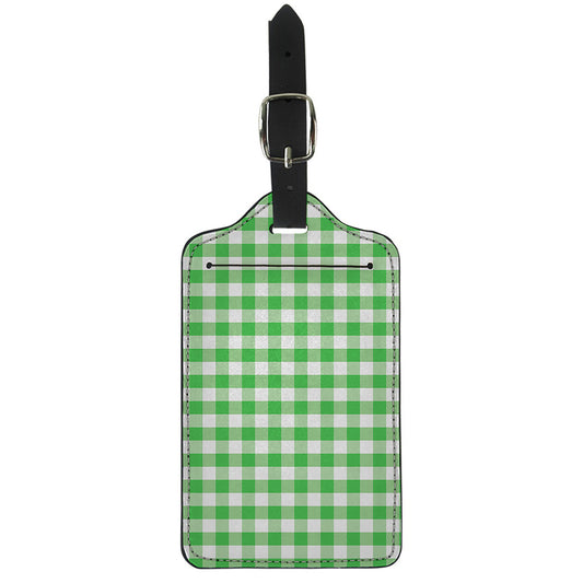 Green And White Gingham Pattern Print Luggage Tag