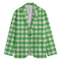 Green And White Gingham Pattern Print Men's Blazer
