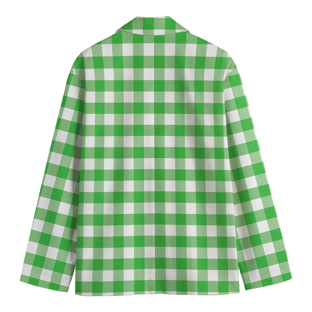 Green And White Gingham Pattern Print Men's Blazer