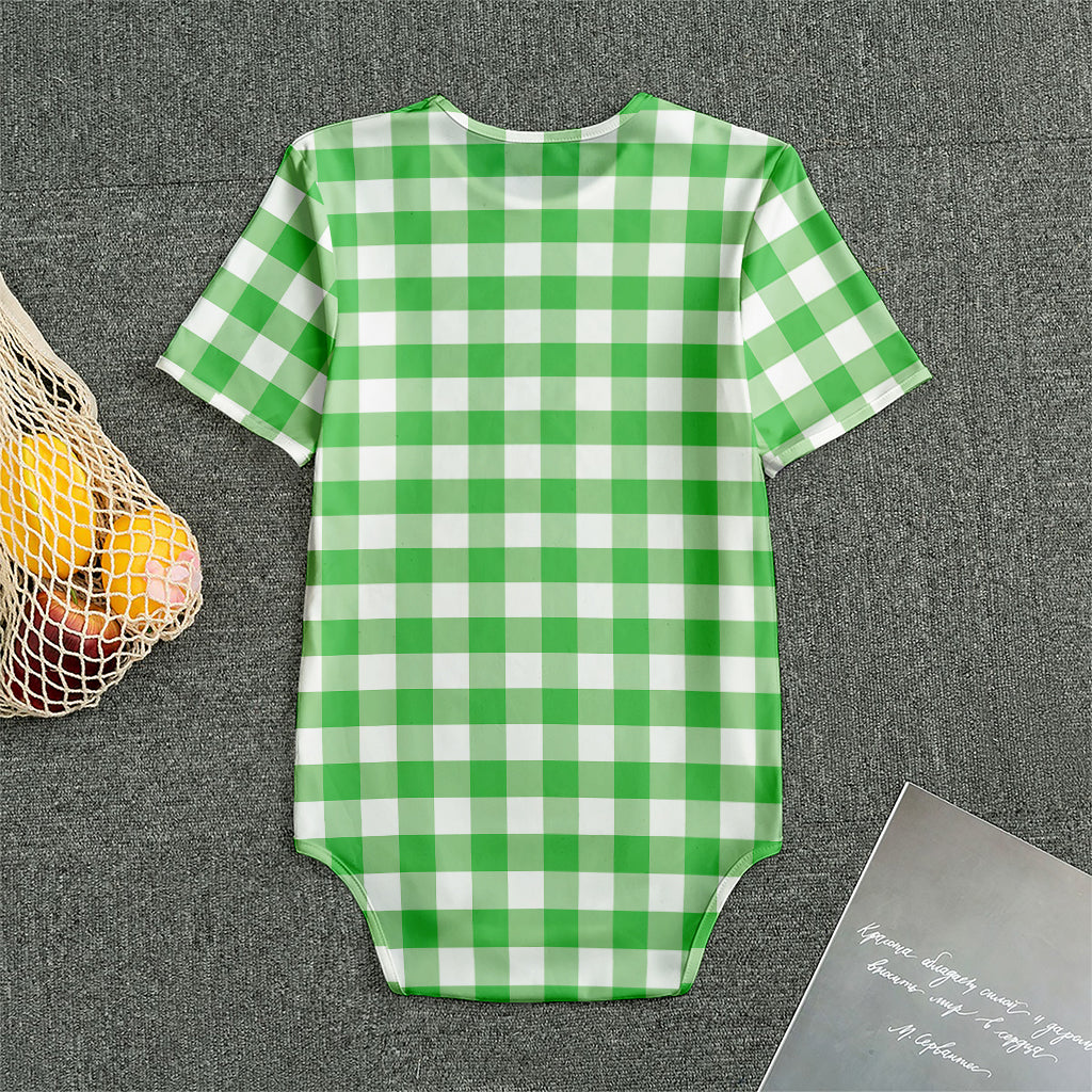 Green And White Gingham Pattern Print Men's Bodysuit