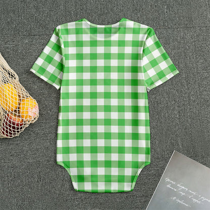 Green And White Gingham Pattern Print Men's Bodysuit