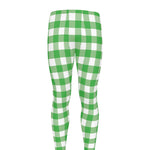 Green And White Gingham Pattern Print Men's leggings