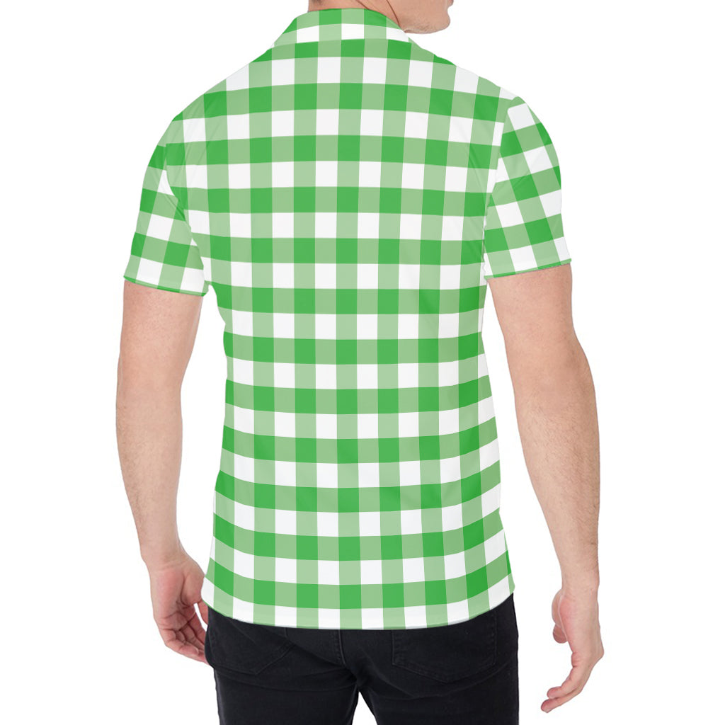 Green And White Gingham Pattern Print Men's Shirt