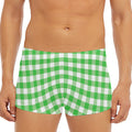 Green And White Gingham Pattern Print Men's Short Boxer Briefs