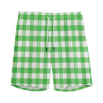 Green And White Gingham Pattern Print Men's Sports Shorts