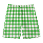 Green And White Gingham Pattern Print Men's Swim Trunks
