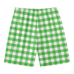 Green And White Gingham Pattern Print Men's Swim Trunks