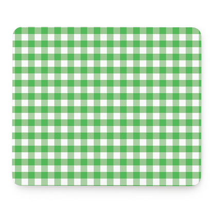 Green And White Gingham Pattern Print Mouse Pad