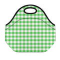 Green And White Gingham Pattern Print Neoprene Lunch Bag