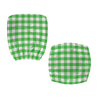 Green And White Gingham Pattern Print Office Chair Cover
