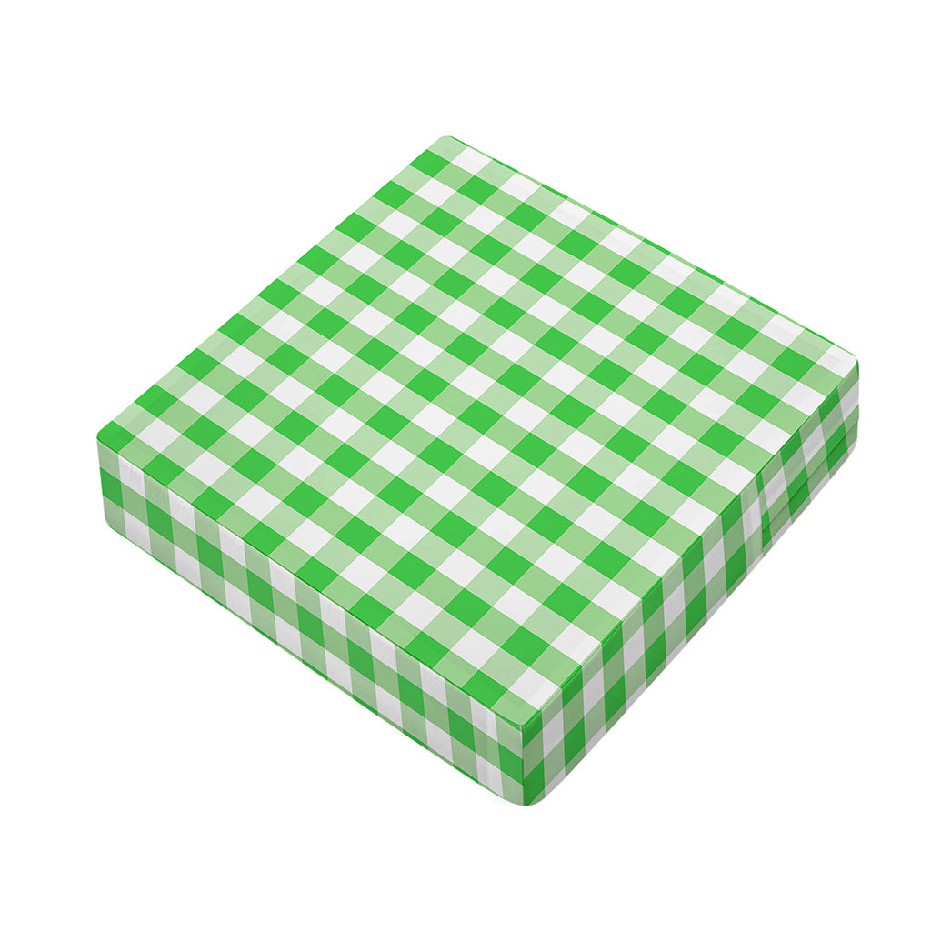 Green And White Gingham Pattern Print Outdoor Seat Cushion Cover