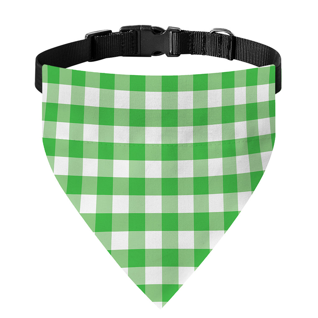 Green And White Gingham Pattern Print Over The Collar Dog Bandana