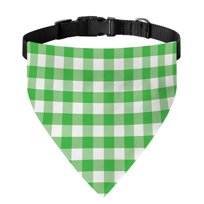 Green And White Gingham Pattern Print Over The Collar Dog Bandana
