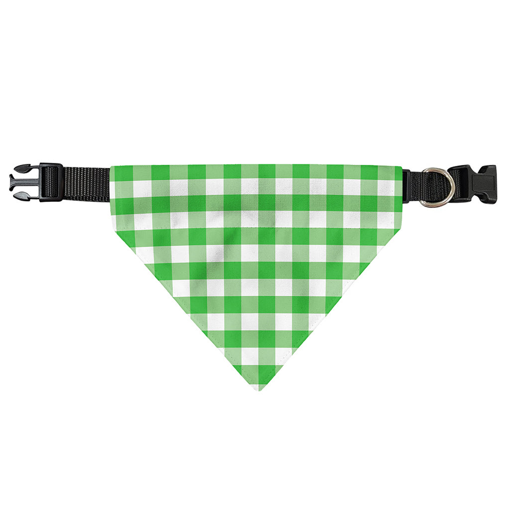 Green And White Gingham Pattern Print Over The Collar Dog Bandana