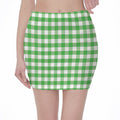 Green And White Gingham Pattern Print Pencil Mini Skirt
