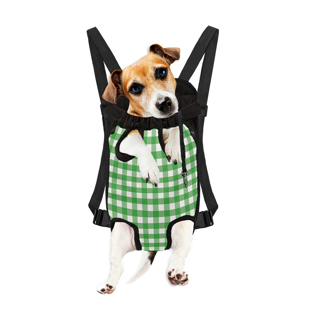 Green And White Gingham Pattern Print Pet Carrier Backpack
