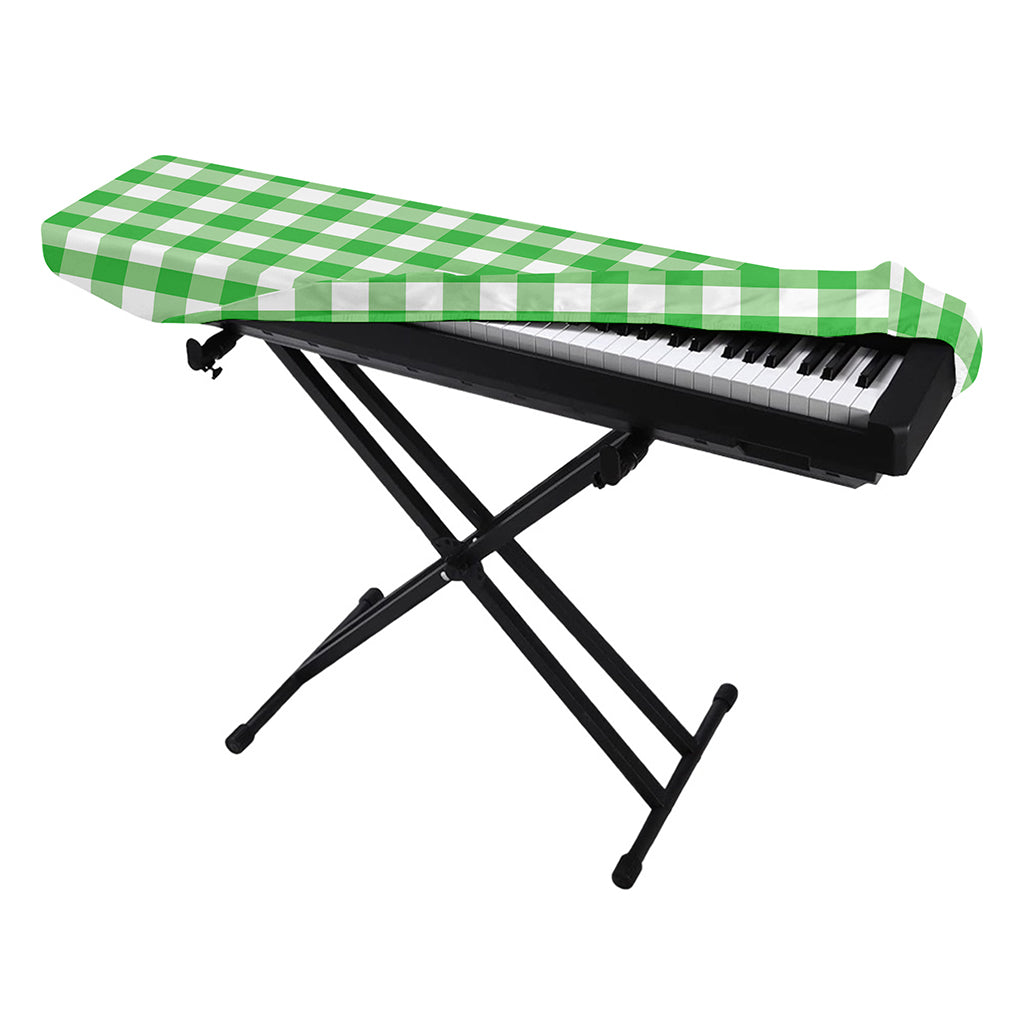 Green And White Gingham Pattern Print Piano Keyboard Cover