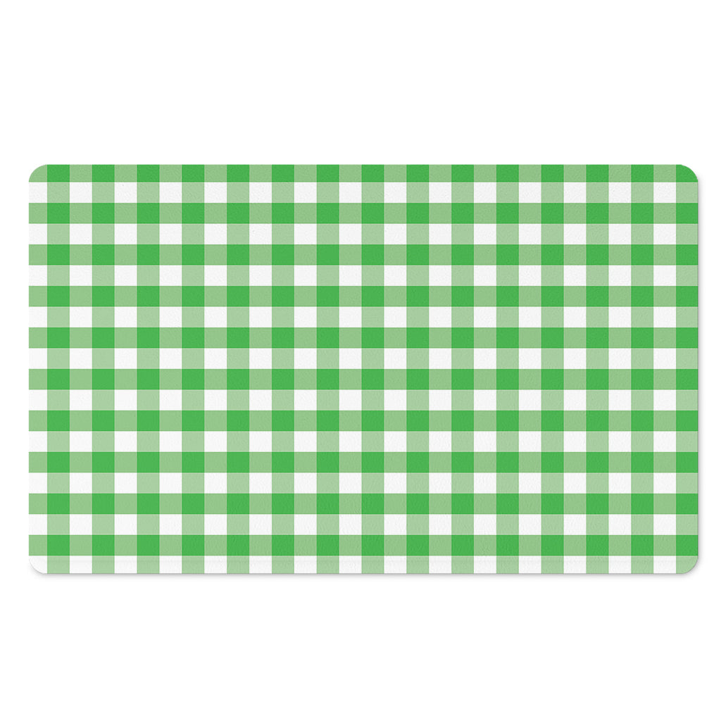 Green And White Gingham Pattern Print Polyester Doormat