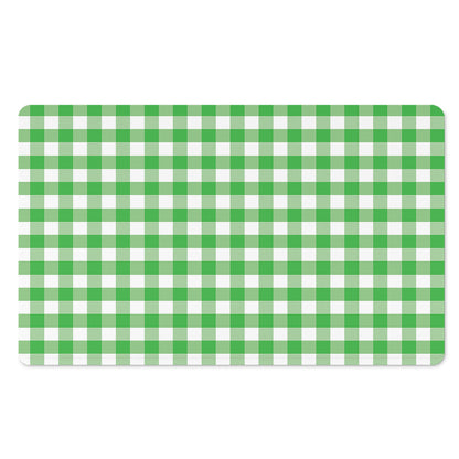 Green And White Gingham Pattern Print Polyester Doormat