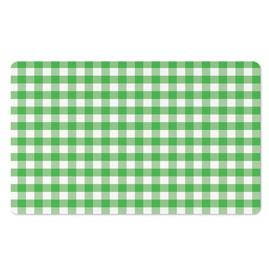 Green And White Gingham Pattern Print Polyester Doormat