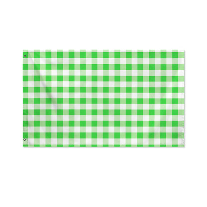 Green And White Gingham Pattern Print Polyester Flag