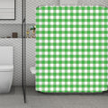 Green And White Gingham Pattern Print Polyester Shower Curtain