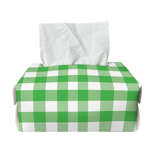 Green And White Gingham Pattern Print Rectangle Tissue Box Cover
