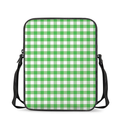 Green And White Gingham Pattern Print Rectangular Crossbody Bag