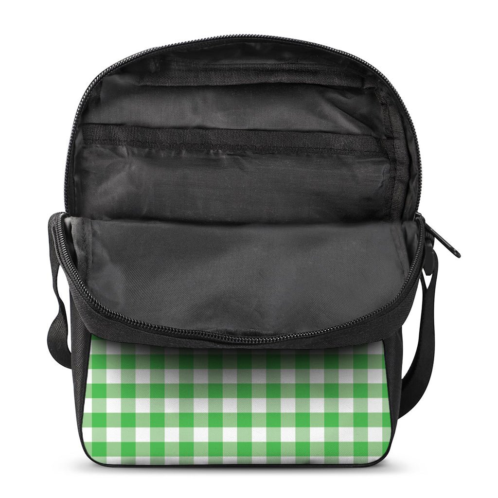 Green And White Gingham Pattern Print Rectangular Crossbody Bag
