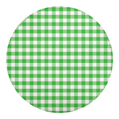 Green And White Gingham Pattern Print Round Blanket