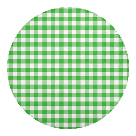 Green And White Gingham Pattern Print Round Blanket