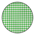 Green And White Gingham Pattern Print Round Floor Mat