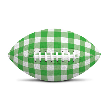Green And White Gingham Pattern Print Rugby Ball