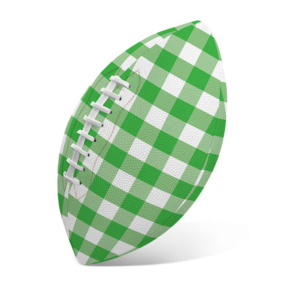Green And White Gingham Pattern Print Rugby Ball