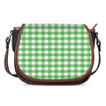 Green And White Gingham Pattern Print Saddle Bag