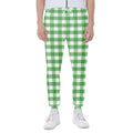 Green And White Gingham Pattern Print Joggers