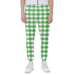 Green And White Gingham Pattern Print Scuba Joggers