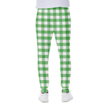 Green And White Gingham Pattern Print Scuba Joggers
