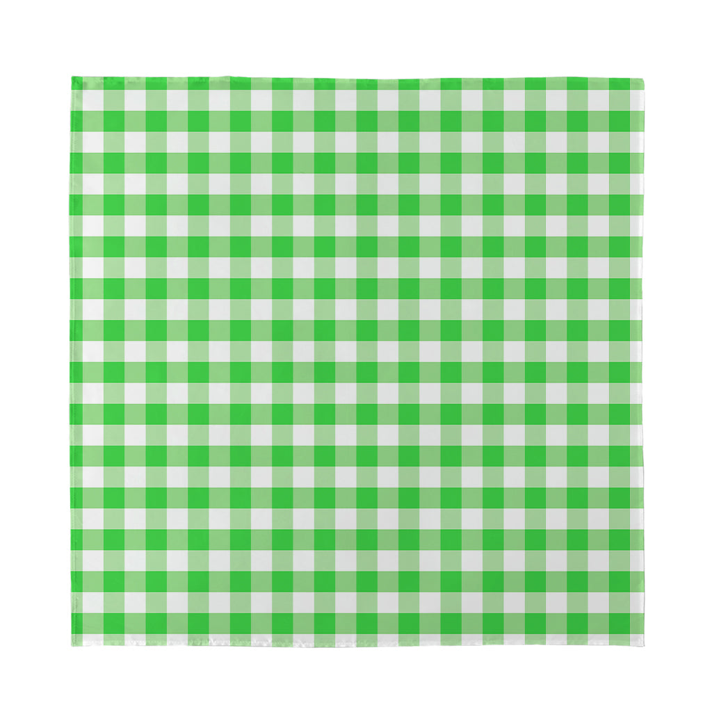 Green And White Gingham Pattern Print Silk Bandana