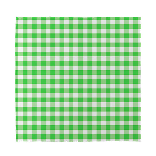 Green And White Gingham Pattern Print Silk Bandana