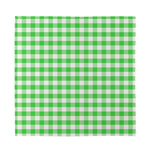 Green And White Gingham Pattern Print Silk Bandana