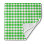 Green And White Gingham Pattern Print Silk Bandana