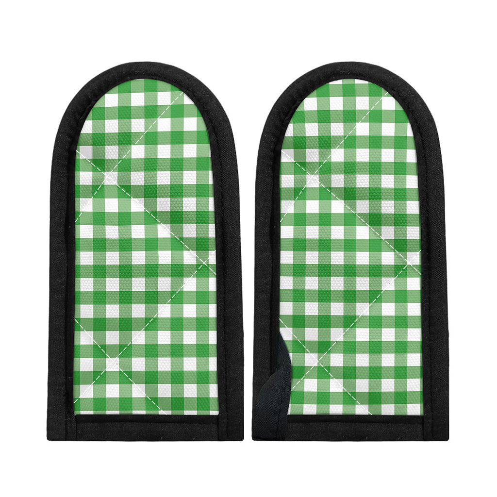 Green And White Gingham Pattern Print Skillet Handle Cover