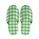 Green And White Gingham Pattern Print Slippers